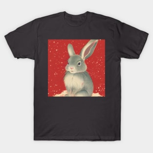 Grey Mini Rex Rabbit in Christmas Pride Red Christmas Animal Bunny Mom T-Shirt